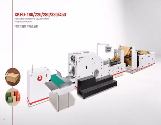 Fully Automatic High Speed Flat Handle and Paper Twisted Handle Switching Kraft Kfc Paper Shopping Gift Food Handbag Bag Making Machine
